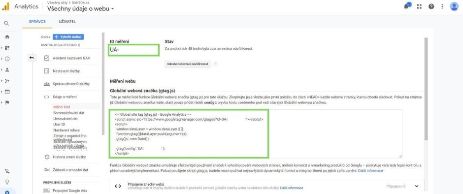 Nasazení kódu Google Analytics Nasazení kódu Google Analytics