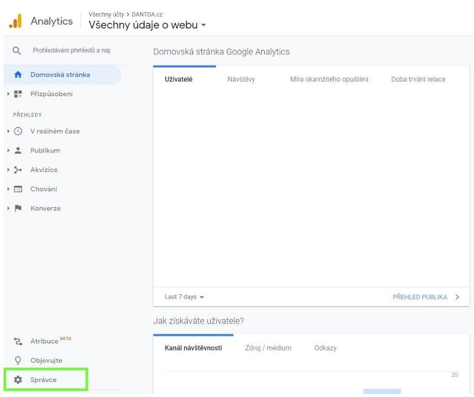 Nasazení kódu Google Analytics Nasazení kódu Google Analytics